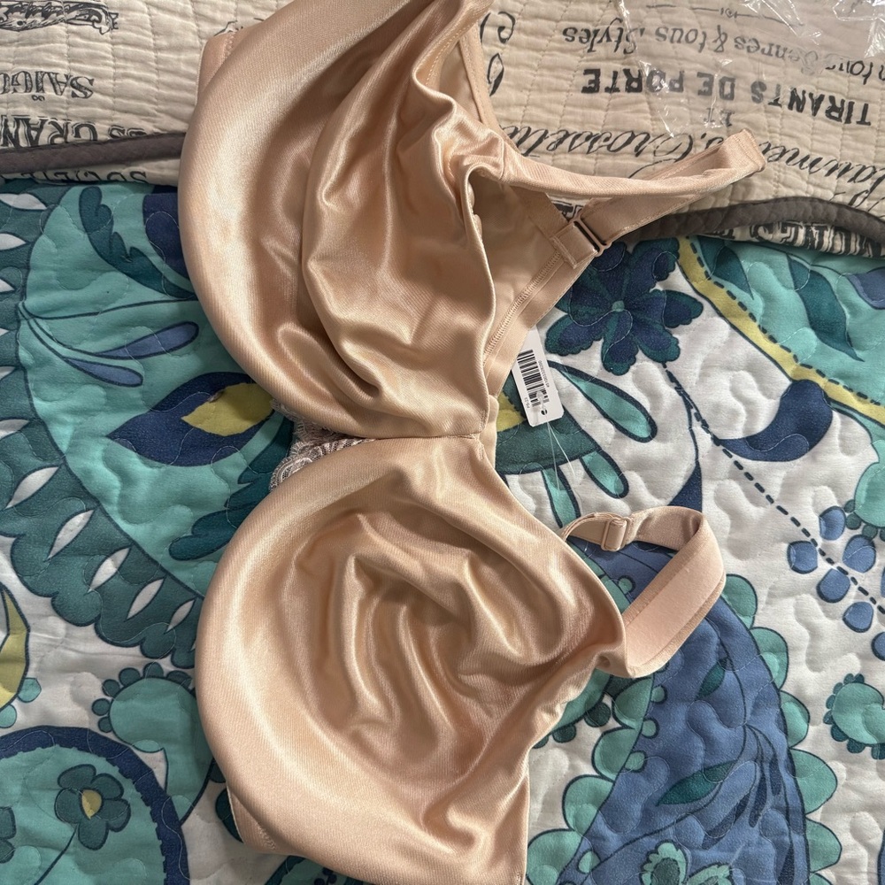 Elegant Satin Women's Bra in Beige